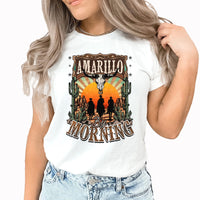 Amarillo By Morning Graphic Tee | Nashville Music City | Summer | Western | Wild West | Desert Sunset | Cowboy | Laying Tee | Horse