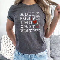 Alphabet Love Graphic Tee | Valentine | Teacher | School | Learning | I Love You | Heart | Red | Layering Tee | Graphic Print