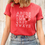 Alphabet Love Graphic Tee | Valentine | Teacher | School | Learning | I Love You | Heart | Red | Layering Tee | Graphic Print