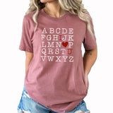 Alphabet Love Graphic Tee | Valentine | Teacher | School | Learning | I Love You | Heart | Red | Layering Tee | Graphic Print
