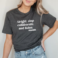 Alright Stop Collaborate And Listen Mom Life Graphic Tee | Old School Music | Song Lyrics | 90's Baby | Childhood | Ice Ice Baby