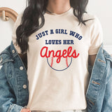 Just A Girl Who Loves Her Angels Graphic Tee | Major League | Popular Baseball Teams | Home Base | Play Ball | Layering Tee