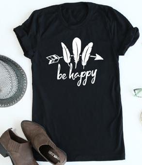 Be Happy Feather tee