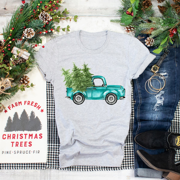 Vintage Truck With Pine Trees