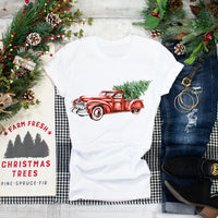 Vintage Red Truck With Christmas Tree